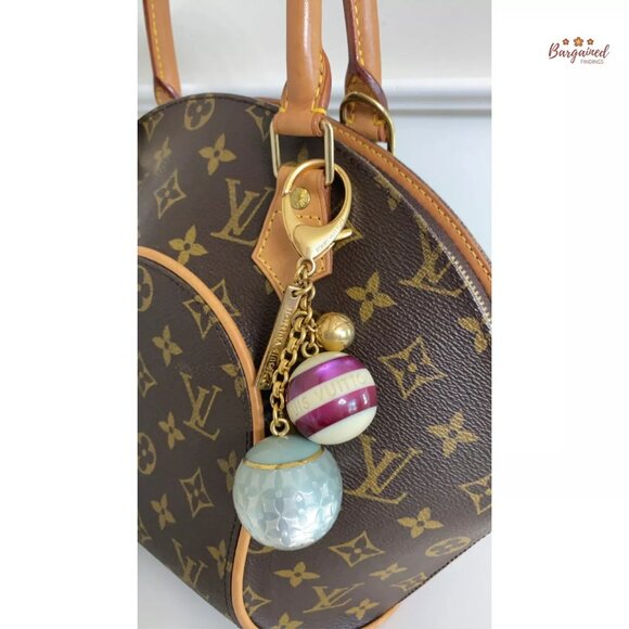 Authentic LOUIS VUITTON Jade/Purple/Cream Fleur Ball Bag Charms - Picture 9 of 10